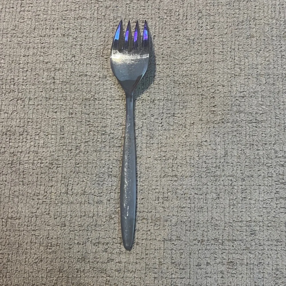 Amefa Stainless Steel Salad Fork Silverware Flatware Leaf Scroll Design MCM